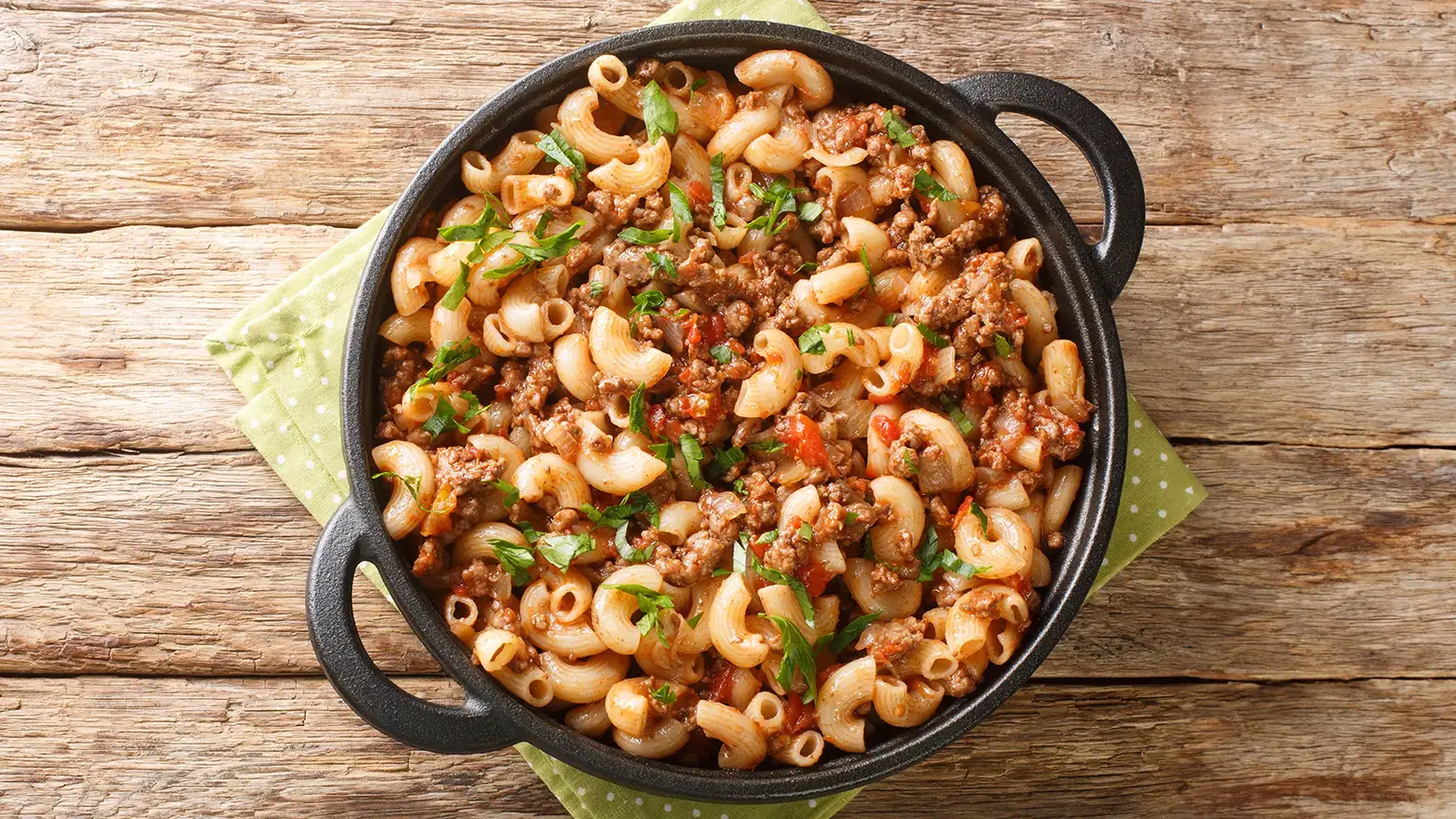 Chickpea pasta with meat sauce