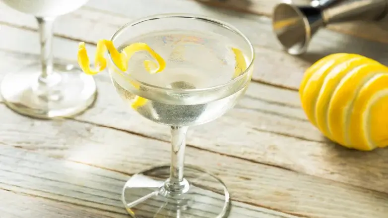 vesper martini with lemon twist
