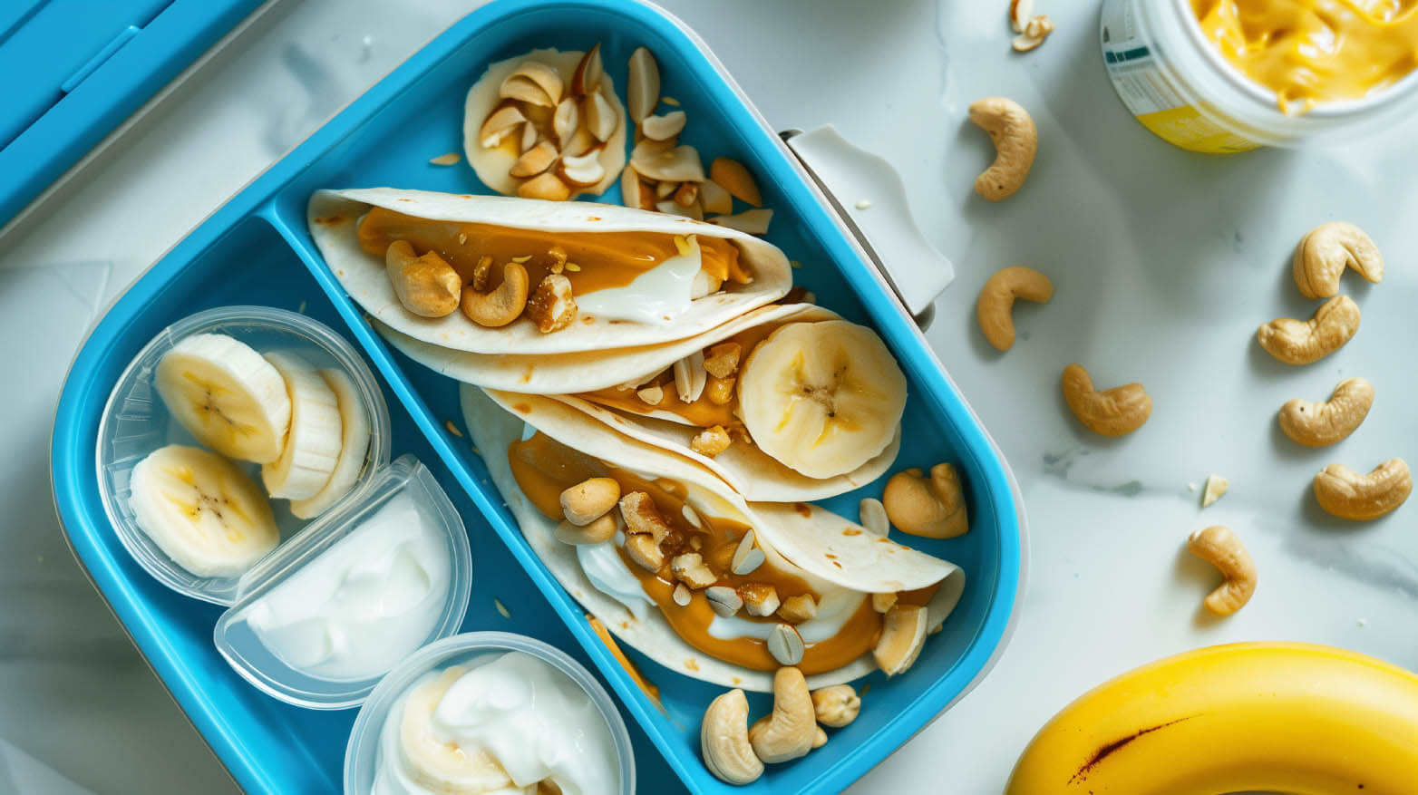 peanut butter and banana wraps with yogurt 