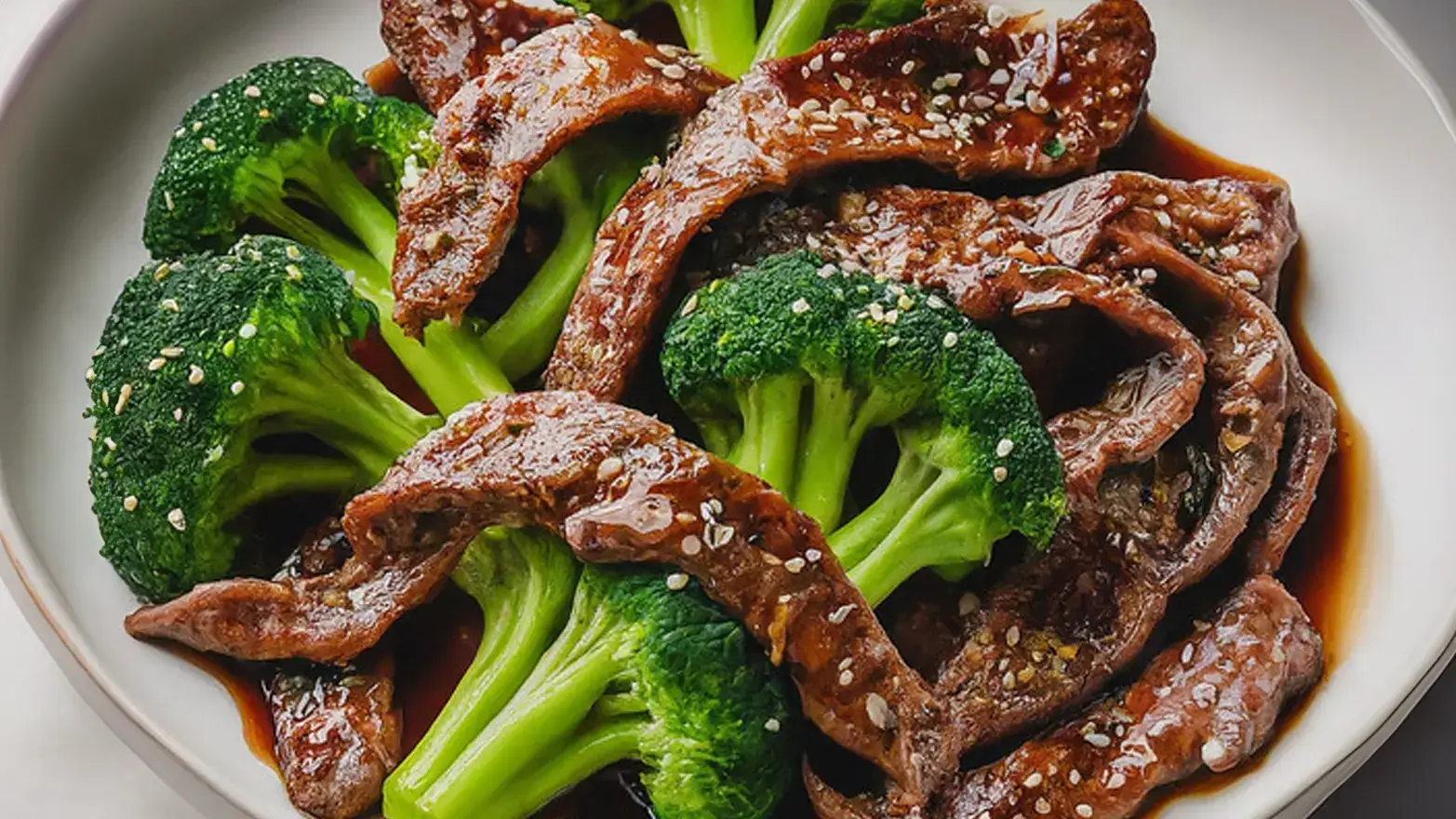 plate of beef with broccoli