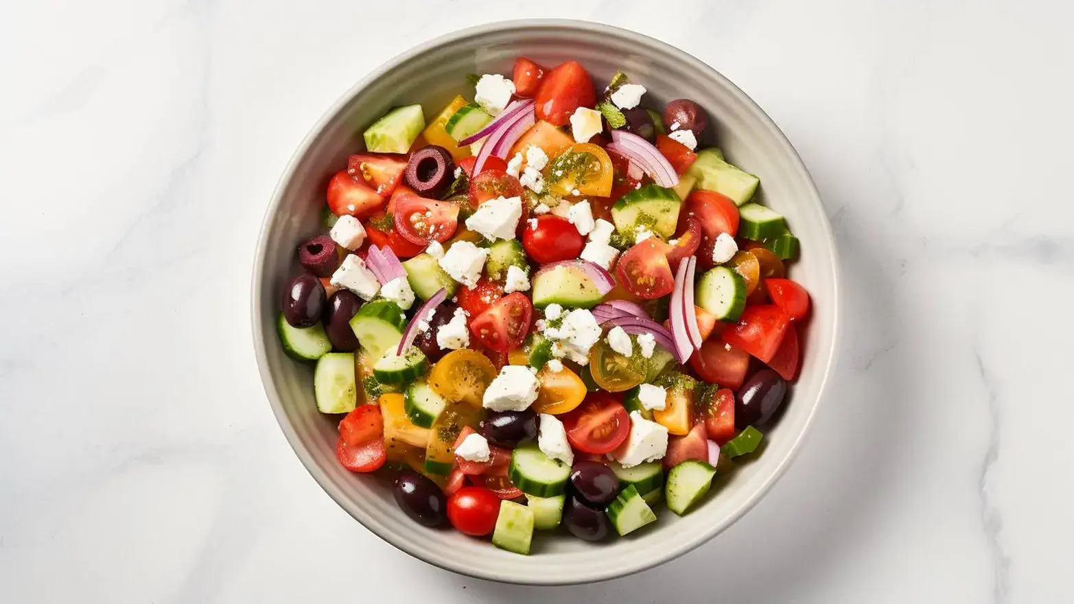 Large bowl of greek salad