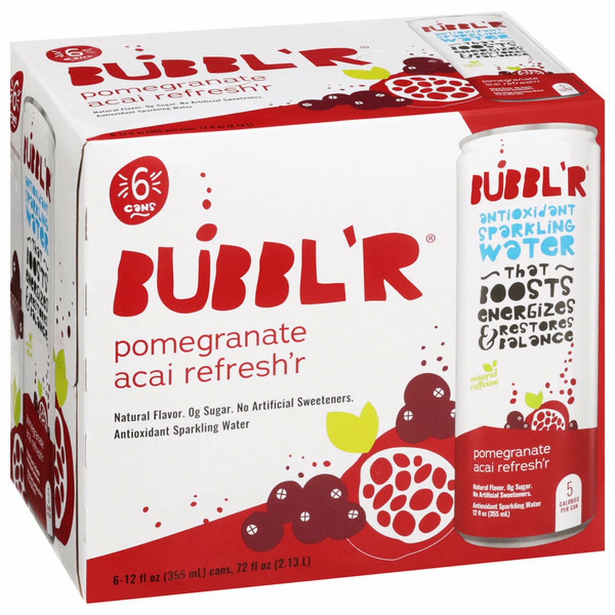 BUBBL'R Antioxidant Sparkling Water, pomegranate acai refresh'r (12 fl oz)  Delivery or Pickup Near Me - Instacart