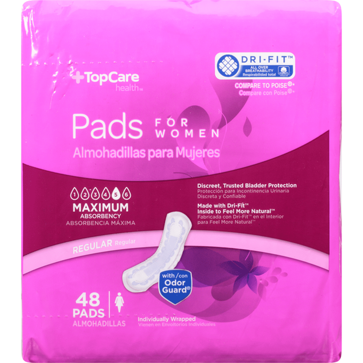 Poise Incontinence Pads, Maximum Absorbency, Regular, 48 Count, (Pack of 4)  : : Health & Personal Care