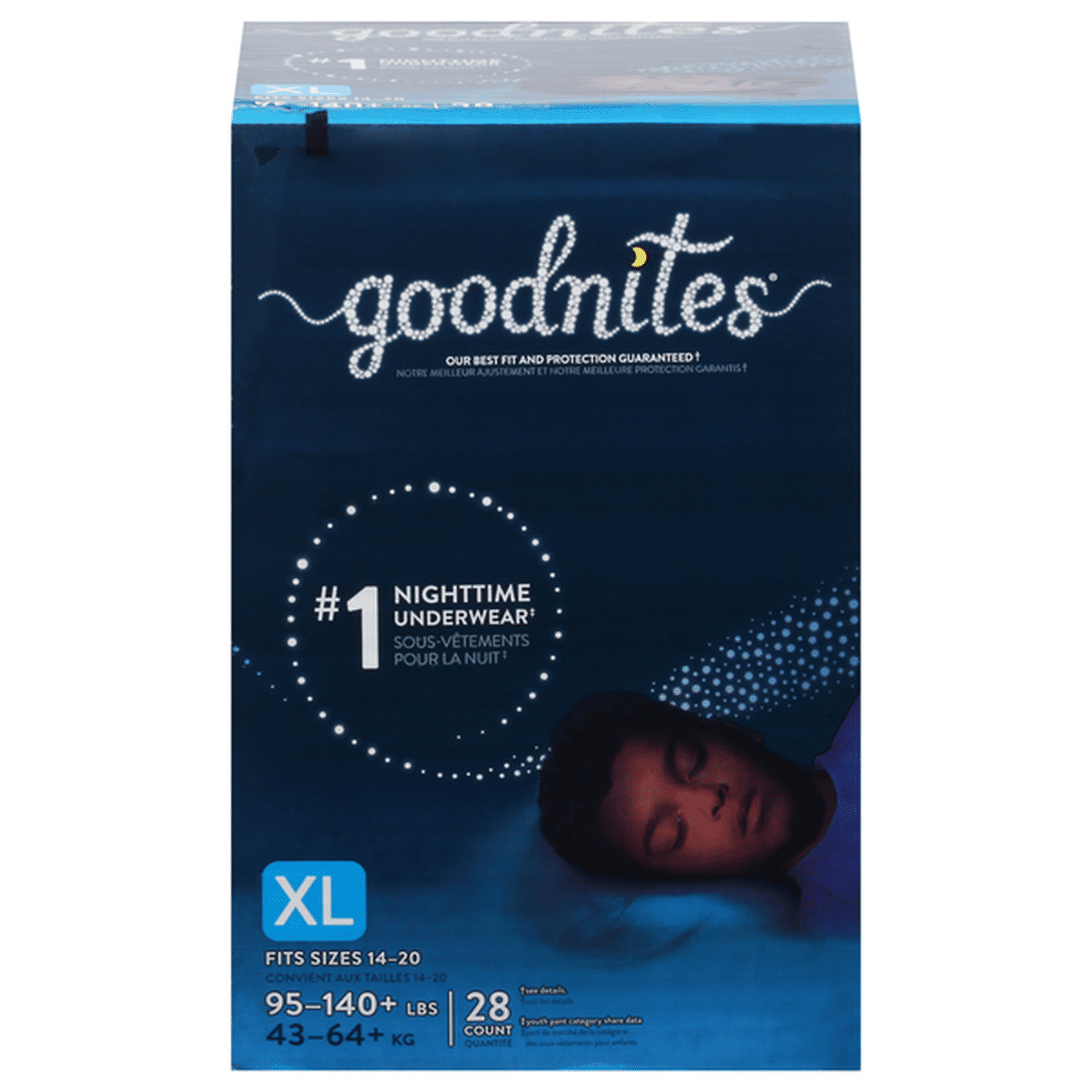 Goodnites Boys' Nighttime Bedwetting Underwear, Size Extra Large (95-140+  lbs)