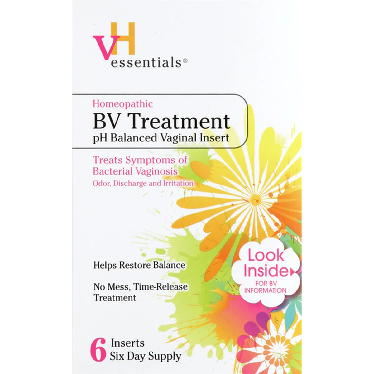 vH Essentials Homeopathic Vaginal Odor Treatment, pH Balanced Inserts for  Feminine Health, (6 Inserts, 6 day supply) : : Health & Personal  Care