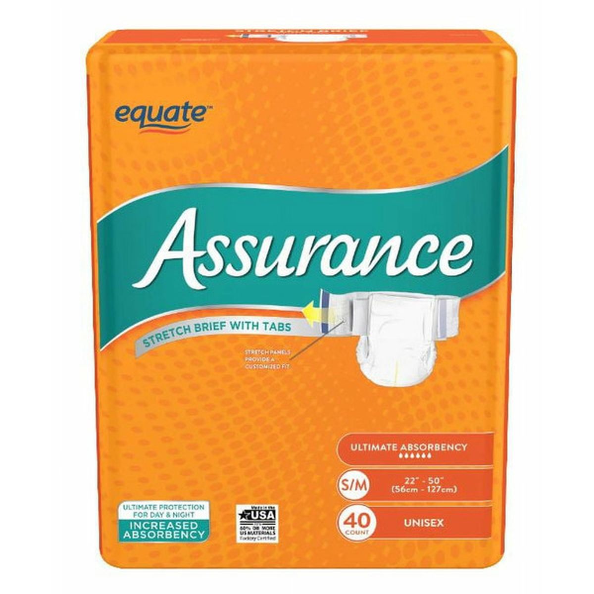 Equate Assurance Ultimate Absorbency Unisex Stretch Brief with Tabs, S/M,  40 count (40 ct) Delivery or Pickup Near Me - Instacart