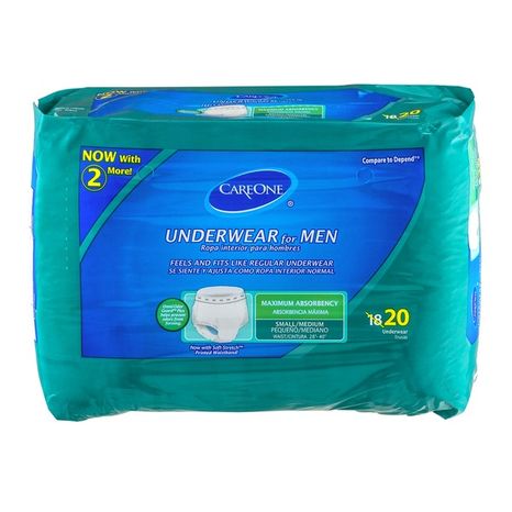 CareOne Underwear, Maximum Absorbency, Men's, Small/Medium (20 each ...