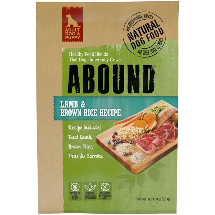 Abound Natural Adult Dog & Puppy Dry Food, Lamb & Brown Rice Recipe