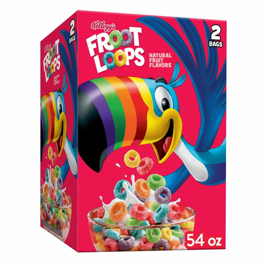 Kellogg's Froot Loops Breakfast Cereal, Low Fat Food, Original (54 oz ...