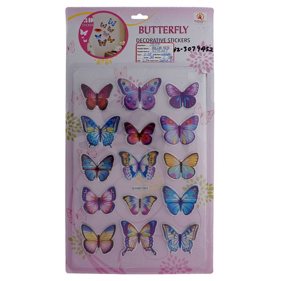 Dollarama Plastic 3d Butterfly Stickers (15 ct) Delivery or Pickup Near ...